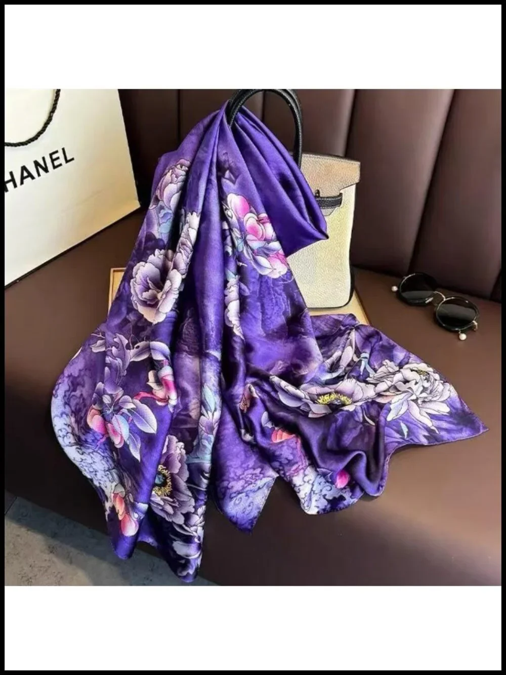 Large Luxury Satin Scarf Lightweight Fashion Shawl Wrap